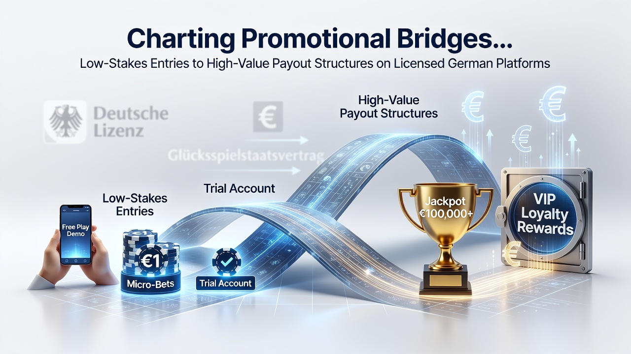 Visualisierung von Promotionsbrücken von kleinen Einsätzen zu hohen Auszahlungen auf deutschen Pokerplattformen