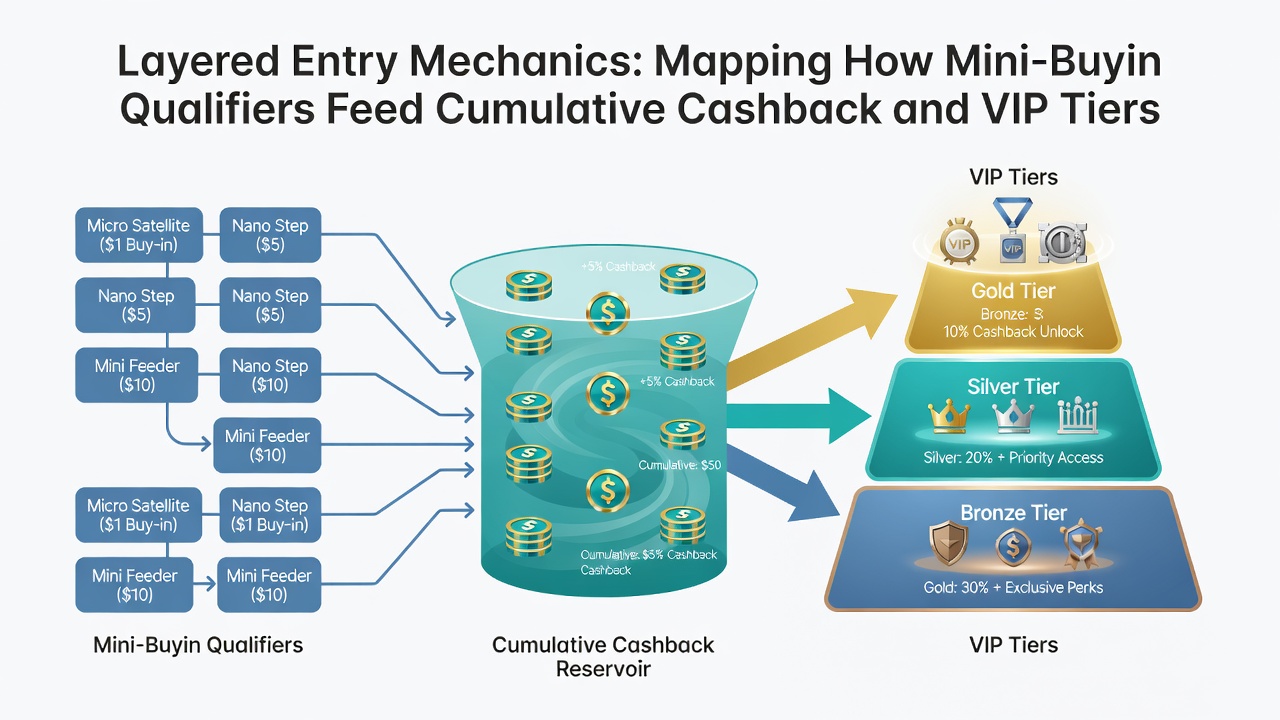 Visualisierung der Verknüpfung von Cashback und VIP-Tiers durch Qualifikationsmechanismen