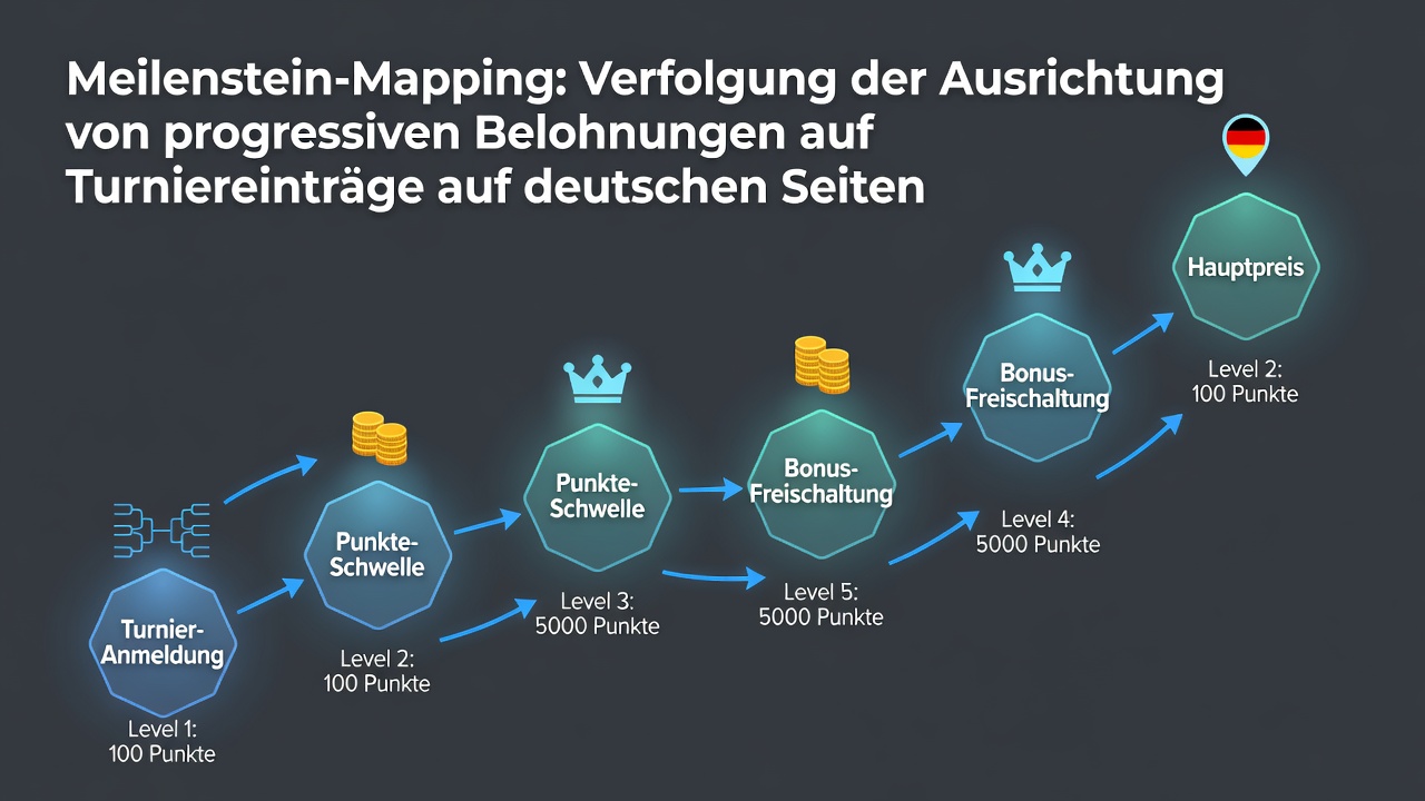 Übersicht über Meilenstein-Mapping von Belohnungen und Turniereinträgen auf deutschen Poker-Plattformen